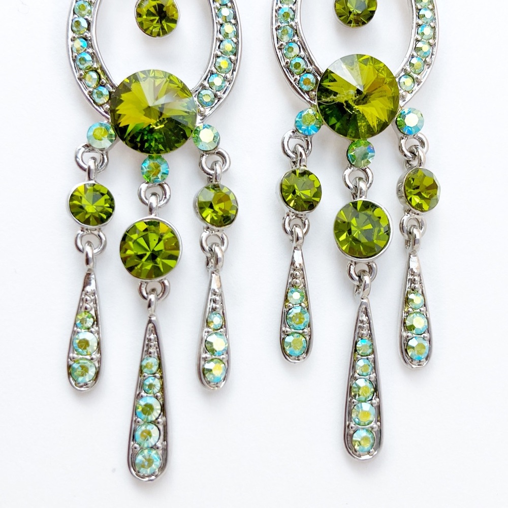 Olivine AB Austrian Crystal Chandelier Earrings e2 - Picture 3 of 4